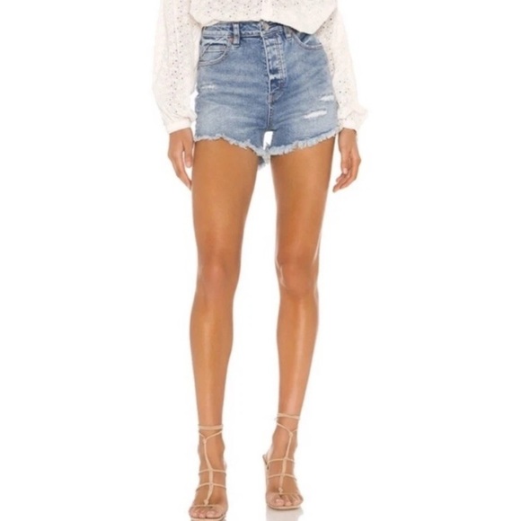 Free People We The Free CRVY Vintage High Rise Denim Jean Shorts - Picture 1 of 9